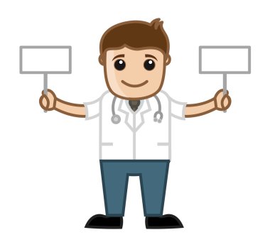 iki afiş - tıbbi tutan doktor