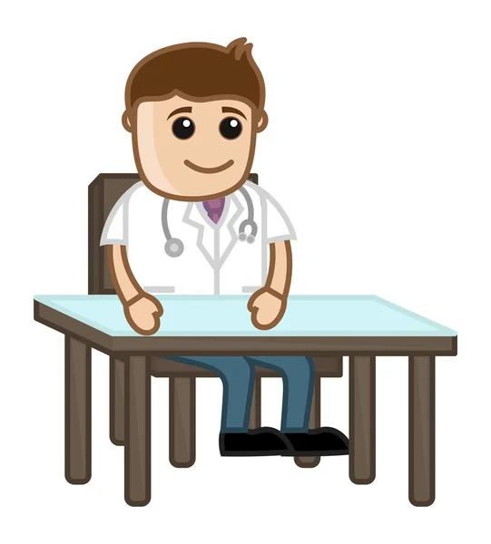 Doktor v clinic - lékařský kreslenými postavičkami — Stockový vektor