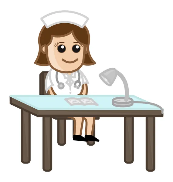 Receptionist nurse - medische stripfiguren — Stockvector