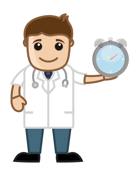 Gerenciamento de Tempo - Doutor - Personagens de desenhos animados do escritório — Vetor de Stock