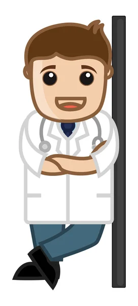 Perfil médico feliz - Personagens de desenhos animados do escritório — Vetor de Stock