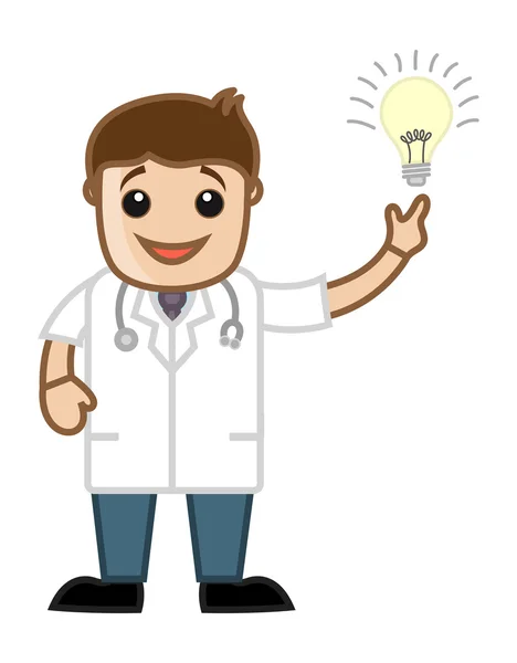 Idea Bulb - Doctor - Office Cartoon Characters — Stock Vector