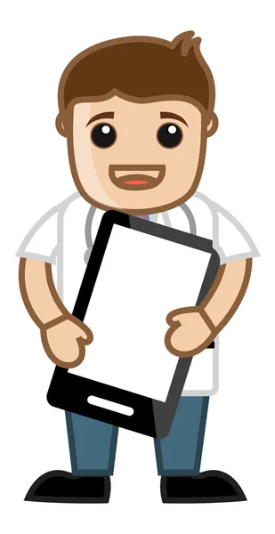 订阅健康小贴士-医生-办公室的卡通人物 — 图库矢量图片