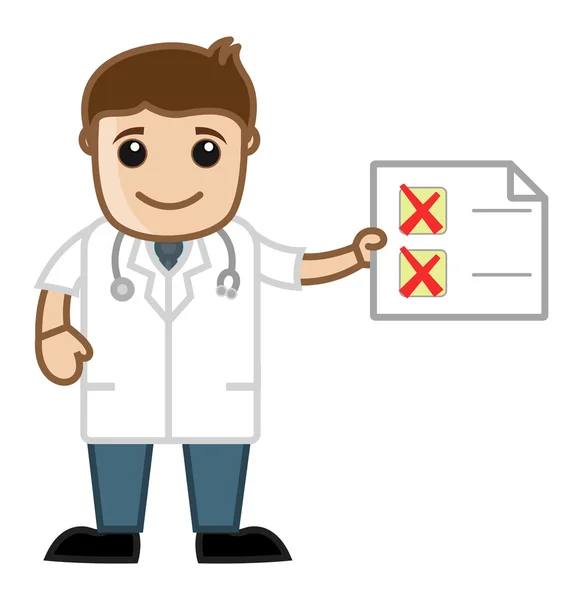 Doctor Showing Checklist - Office Cartoon Characters — Stock Vector