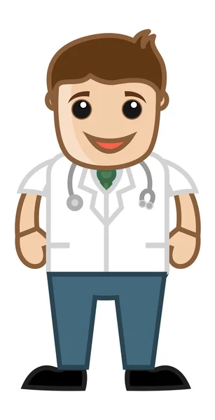 幸せな医者 - オフィスの漫画のキャラクター — ストックベクタ