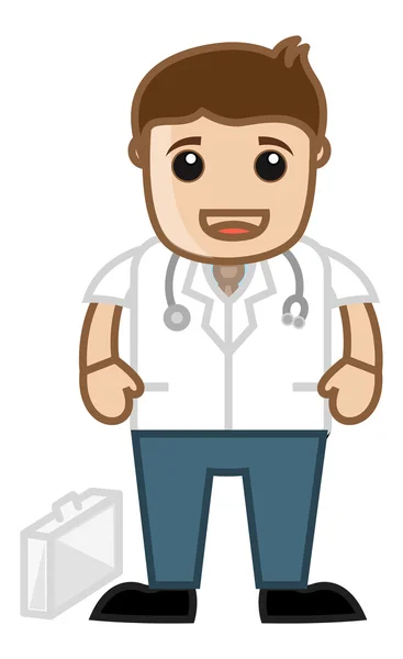 Family Doctor - Office Cartoon Characters — Stock Vector