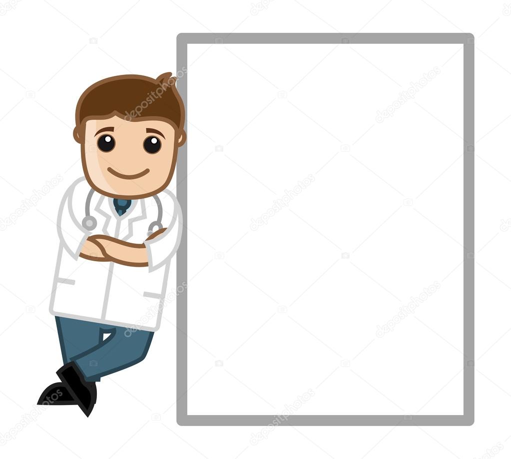 Doctor with Blank Board - Office Cartoon Characters
