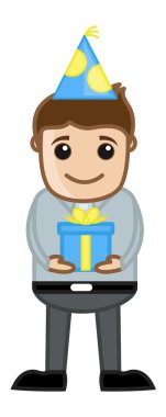 iş hediyesi - iş karakter karikatür tutan adam