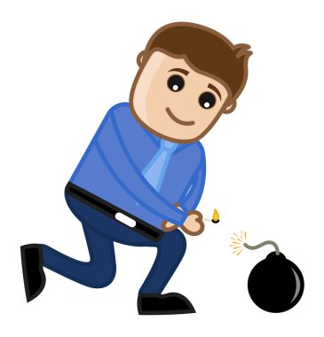 yaktı adam bomba - iş karakter karikatür