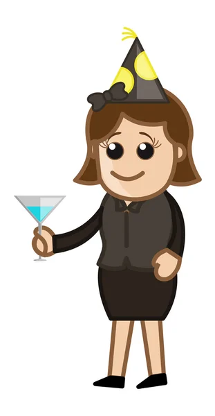 Party Girl - Cartoon Business Character — Stock Vector