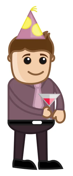 Man met wijn - cartoon zakelijke karakter — Stockvector