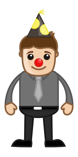 Man with Funny Joker Nose - Cartoon Business Character — Stock Vector