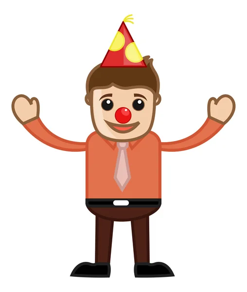 Funny Nose Man in Party - Cartoon Business Character — Stock Vector