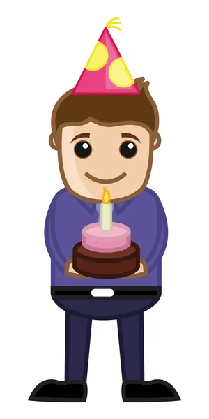 Birthday Cake - Cartoon Business Character — Stock Vector