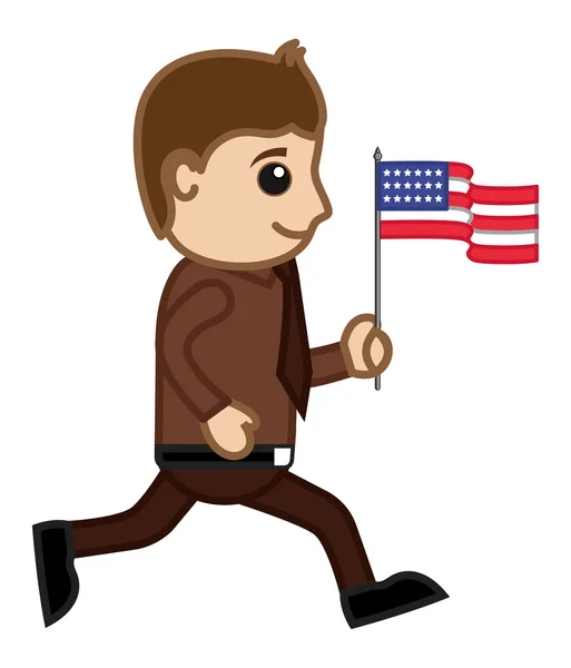 Patriottische man op independence day - business stripfiguren — Stockvector