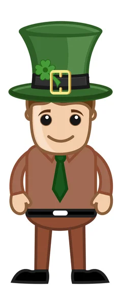 Man with Leprechaun Hat on St. Patrick's Day - Cartoon Business Characters — Stock Vector