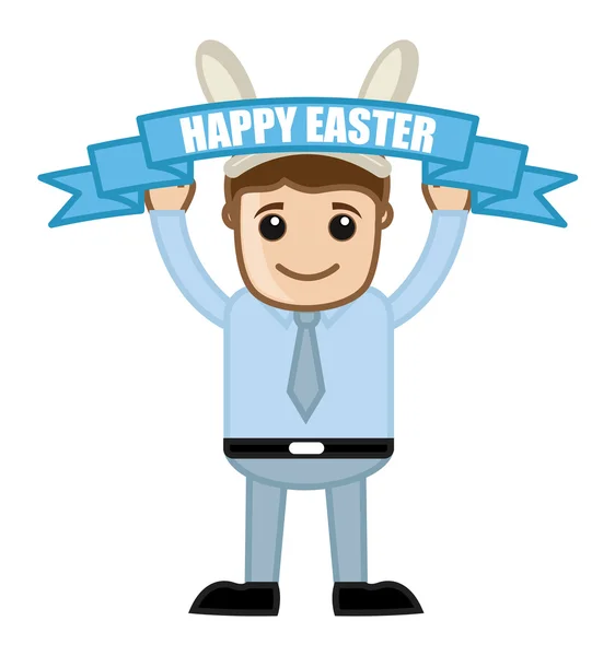 Feliz celebración de Pascua - Personajes de dibujos animados de negocios — Vector de stock