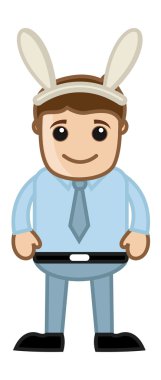 Mutlu Paskalya tavşanı - iş karakter karikatür