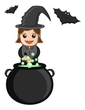 şirin halloween cadı yemek - iş karakter karikatür