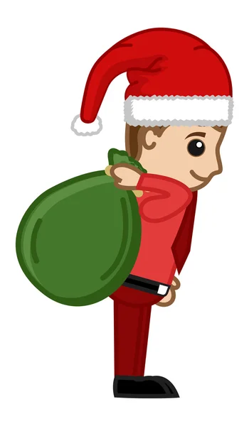 Babbo Natale con sacchetto regalo Personaggi dei cartoni animati aziendali — Vettoriale Stock