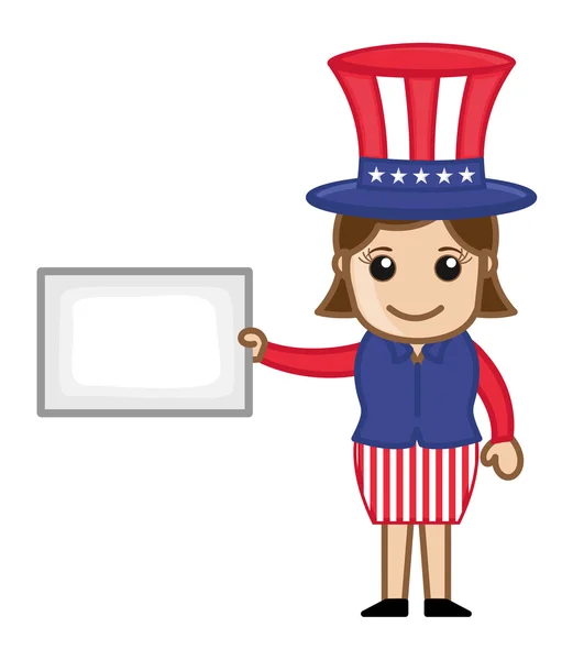 Lady on 4th of July - Business Cartoon Characters — Stock Vector