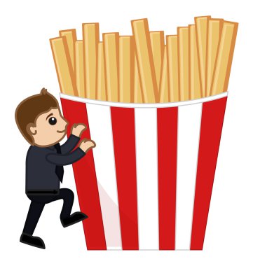 patates kızartması - karikatür iş vektör karakter