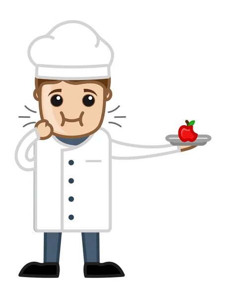 Chef degustación de la comida - Personaje de Vector de Negocios de Dibujos Animados — Archivo Imágenes Vectoriales