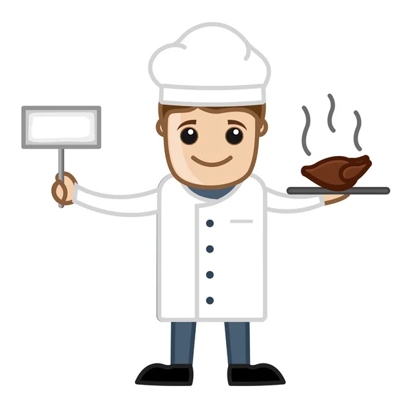 Cocinar con Comida - Personaje de Vector de Negocios de Dibujos Animados — Vector de stock