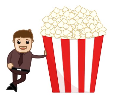 Ücretsiz popcorns - karikatür iş vektör karakter