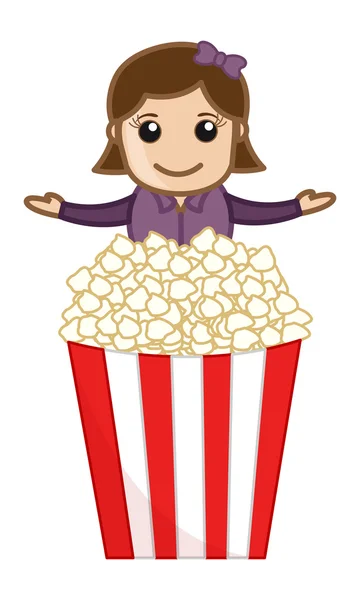 Popcorn Sale - Cartoon Business Vector Character — Stock vektor