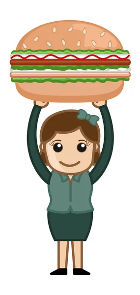 Free Burger - Cartoon Business Vector Character — Stock Vector