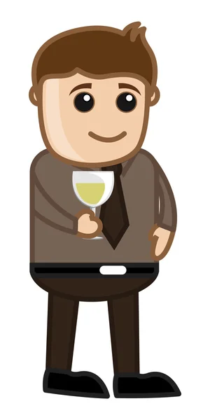 Man Having Wine Karakter Vektor Bisnis Kartun - Stok Vektor