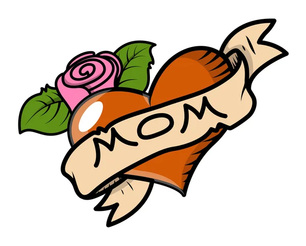 I Love Mom - Tatuaggio retrò - Illustrazione vettoriale — Vettoriale Stock