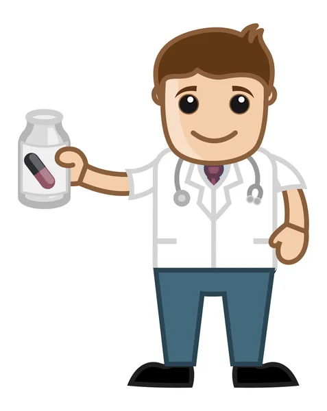 Empfohlene Pillen - ärztliches & medizinisches Charakterkonzept — Stockvektor