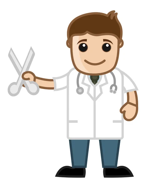 Scissors - Doctor & Medical Character Concept — Stock Vector