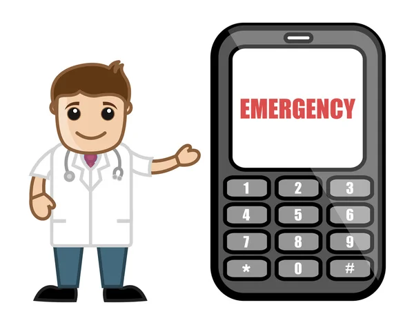 Call on Emergency - Врач и медицинский персонаж — стоковый вектор