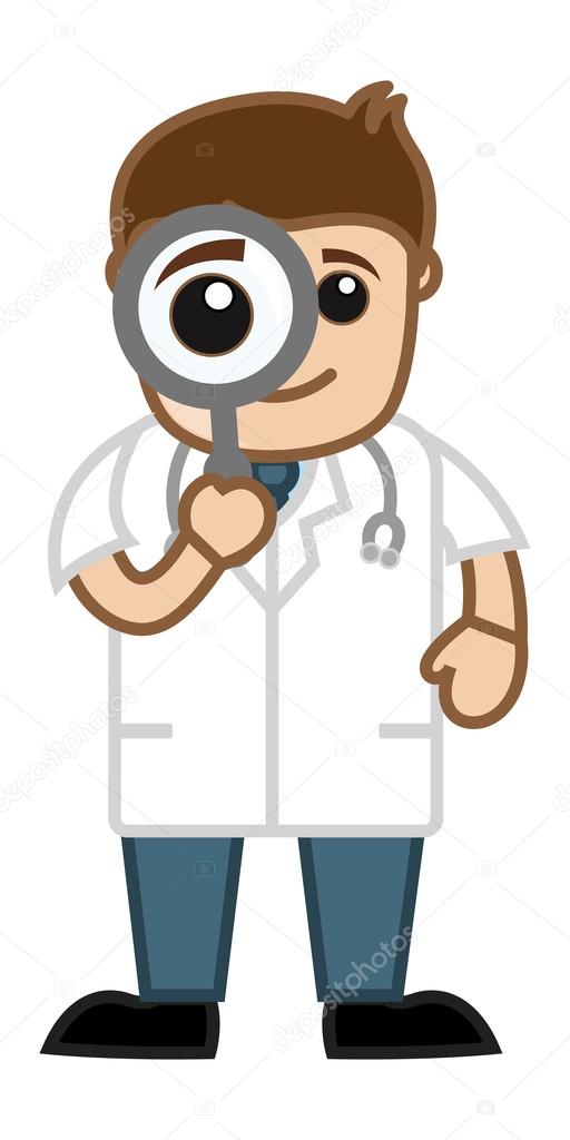 Seeing Through Magnifying Glass - Doctor & Medical Character Concept