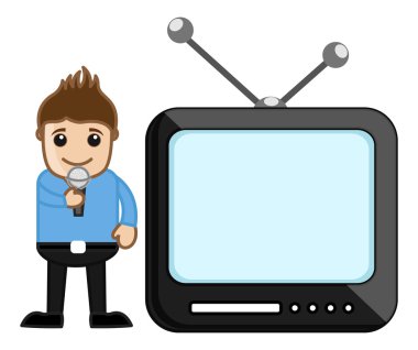 TV çapa - meslek kavramının - iş vektörel çizimler karikatür