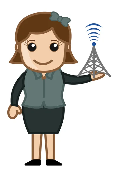 Gösteren mobil kule sinyal gücü - iş vektörel çizimler karikatür. — Stok Vektör