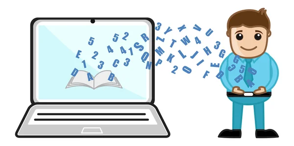 Transferencia de datos - Concepto de aprendizaje electrónico - Vectores de dibujos animados empresariales — Archivo Imágenes Vectoriales