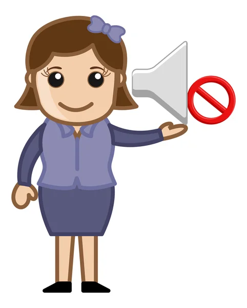 Indication du signe à l'interdiction du bruit - Vecteurs de dessins animés d'affaires — Image vectorielle