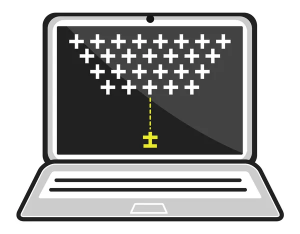 在笔记本电脑上-商务街机游戏卡通矢量 — 图库矢量图片