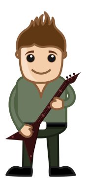 gitar çalmak - iş karakter karikatür