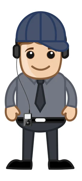 Cool Music Loving Boy - Personaje de dibujos animados de negocios — Vector de stock