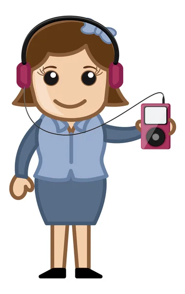 MP3 Player - Desenhos animados de negócios — Vetor de Stock