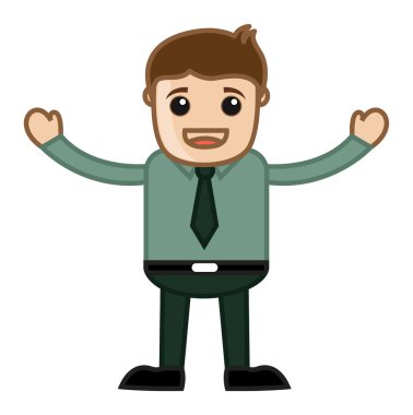 Raising Hands - Business Cartoon Character Vector