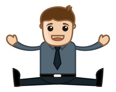 Cheerful Office Person - Business Cartoon Character Vector