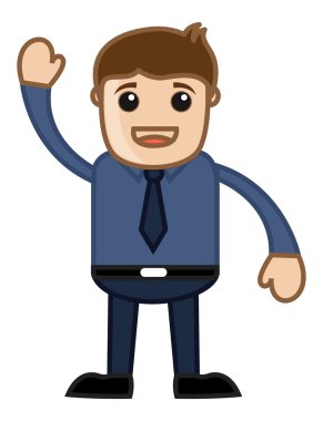 Merhaba diyerek ofis - iş karikatür karakter vektör adam