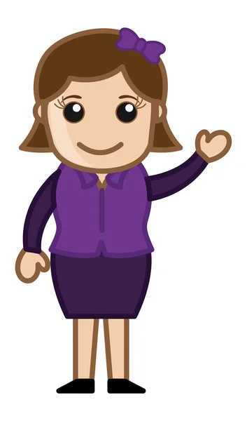 Vrouwelijke presentator - business cartoon karakter vector — Stockvector