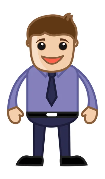 Homem feliz no escritório - Vetor de personagem de desenhos animados de negócios — Vetor de Stock